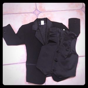 Boys black suit jacket and vest, Size 6